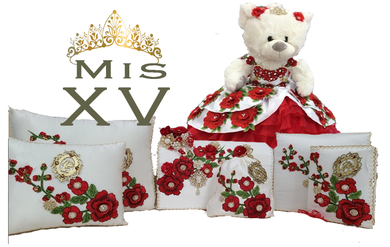 Mis XV Accessories - Personalized Quinceañera 6 Pcs. Set includes Teddy Bear and Tiara